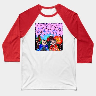 CHERRY BLOSSOMS ROMANTIC PIGGIES Baseball T-Shirt